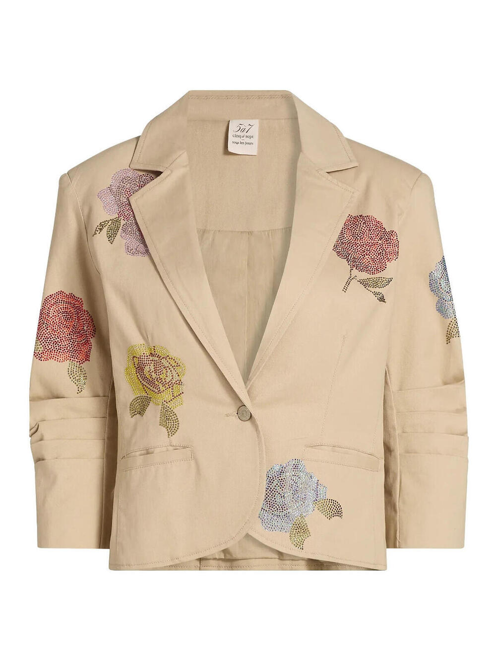 Cinq a Sept, Khloe Le Petit Crystal Rose Blazer in khaki sz 12 #SJ2350